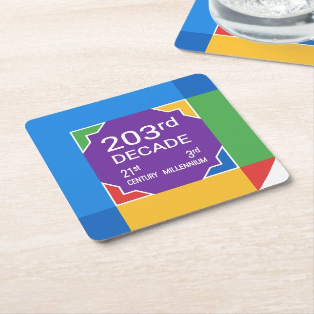 203:e decenniet (nytt år 2021-2030) underlägg papper kvadrat (Vinklad)