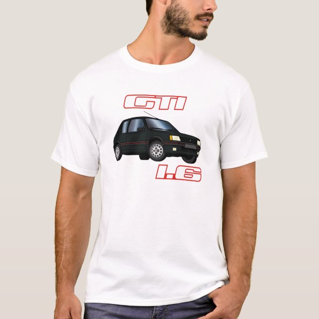 205 GTI 1.6 87 88 89 90 Noir T Shirt (Framsida)
