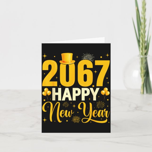 2067 Happy New Year Retro Funny 67 Six Seven Meme  Kort (Framsida)
