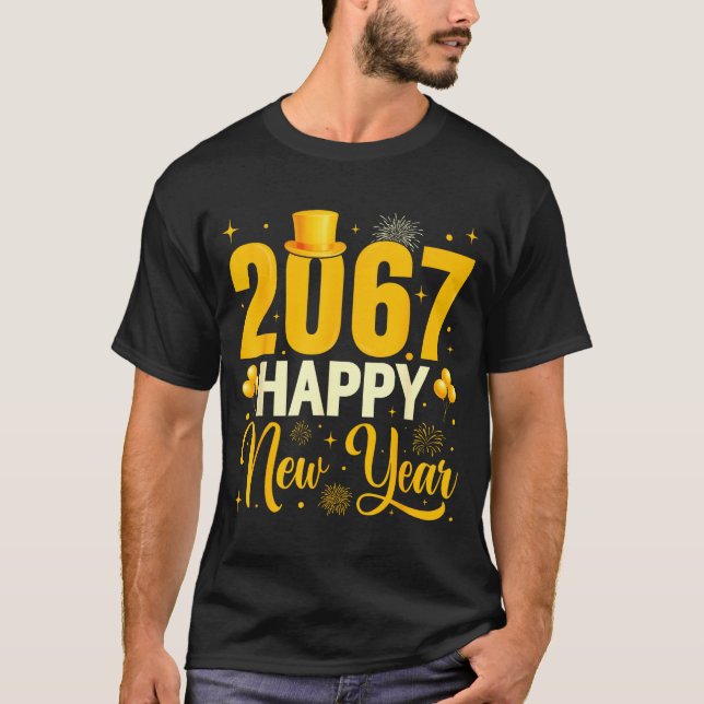 2067 Happy New Year Retro Funny 67 Six Seven Meme  T Shirt (Framsida)