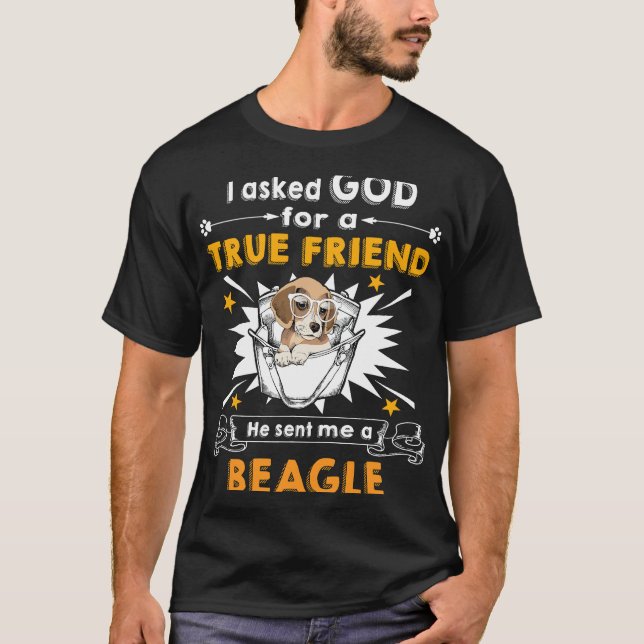 207 Apott Gud True Friend a Beagle T Shirt (Framsida)