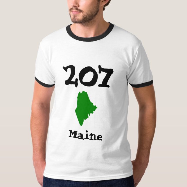 207, Area Code of Maine, Lewiston, Biddeford, Saco Tee Shirt (Framsida)