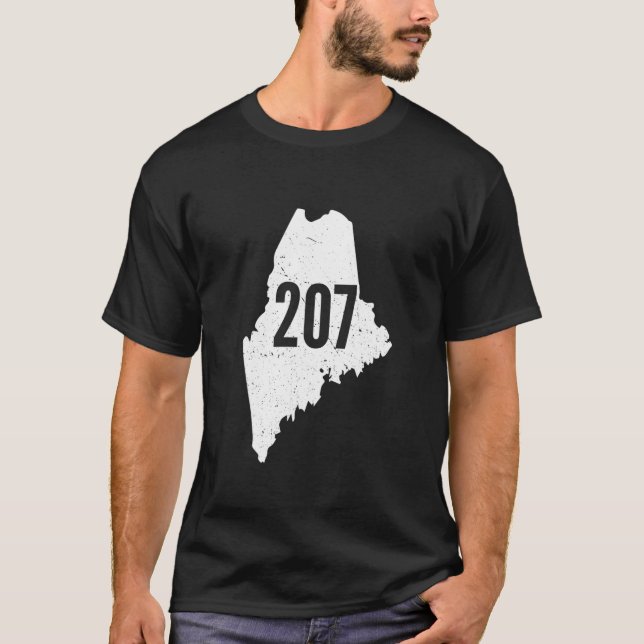 207 Maine State Area Code Outline Pride T Shirt (Framsida)