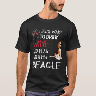 209 Drick Vin och spela med min beagle T Shirt