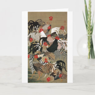20. 群 鶏 図, 若 Tuppar, Jakuchu, 冲 Flock of Kort