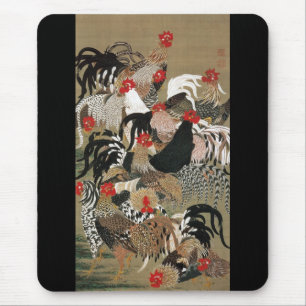 20. 群 鶏 図, 若 Tuppar, Jakuchu, 冲 Flock of Musmatta