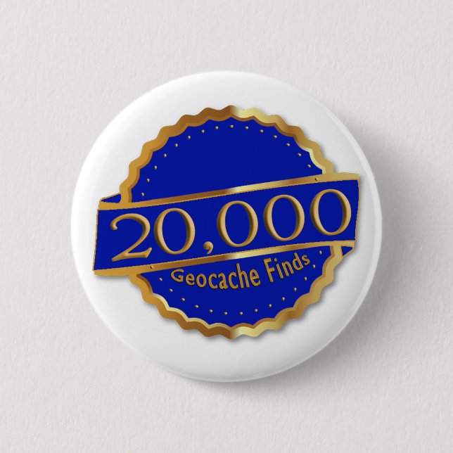 20 000 FÅR GeoCaching AWARD FÖR ATT UPPNÅ MÖJLIGHE Knapp (Framsida)