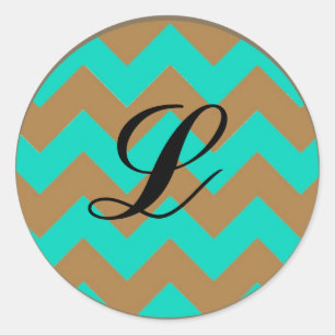 20-1,5 kuvert försegling Chevron Brown & Seafoam Runt Klistermärke