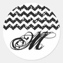 20-1,5 kuvertförsegling Black Glitter Chevron Runt Klistermärke
