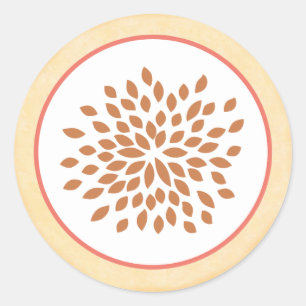 20-1,5-tums kuvert Rosa och brun Blommigt Runt Klistermärke