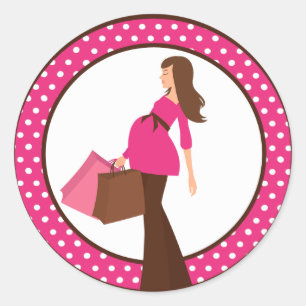 20-1,5-tums kuvertförsegling Rosa Mod Mamma Polka Runt Klistermärke