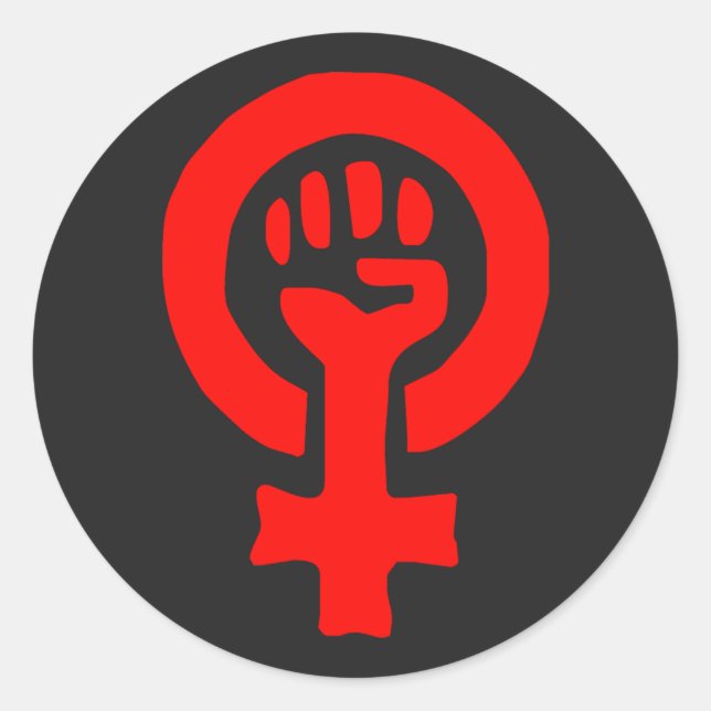 20 Anpassningsbar Röd, blank, feministiska streck Runt Klistermärke (Framsida)