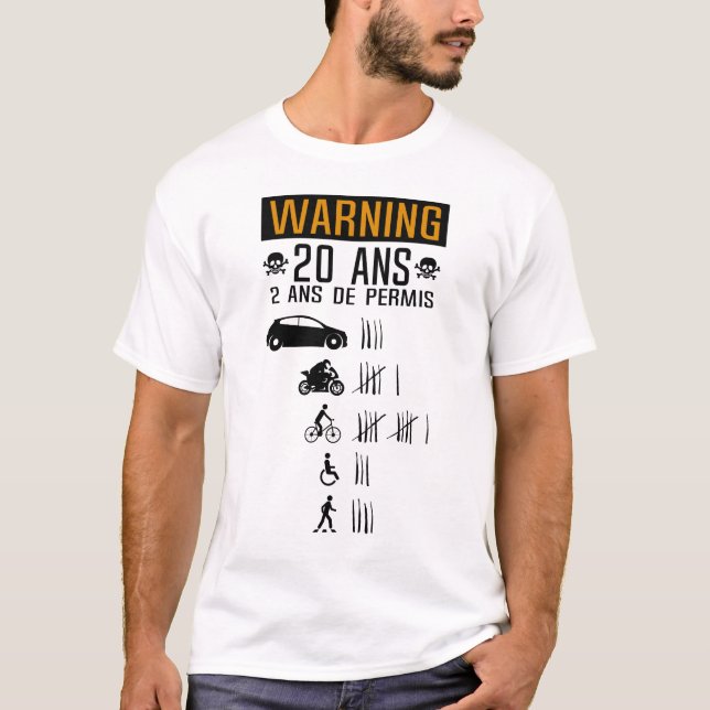 20 ans anniversaire permis conduire accident renve t shirt (Framsida)