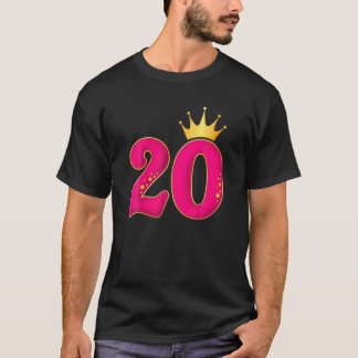 20 år gammal, Födelsedagsfest design för flickor. T Shirt