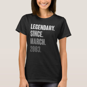 20 år gammal Vintage 2003 Födelsedag 2 mars 20 dec T Shirt