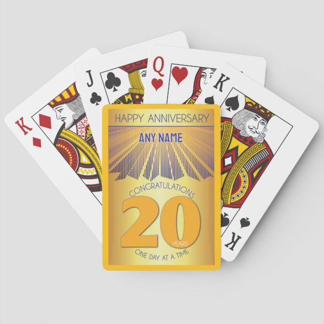 20 år | Golden Ray 12 stegs CUSTOM NAME Casinokort (Baksidan)