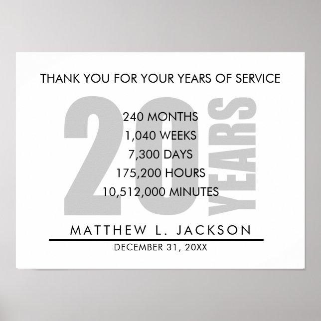 20 år Pension eller arbetsförmedlingsgåva Poster (Framsidan)
