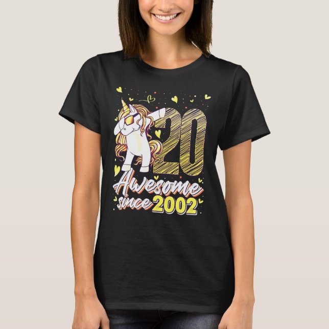 20-årig enhörning dabbar 20-års födelsedag flicka  t shirt (Framsida)