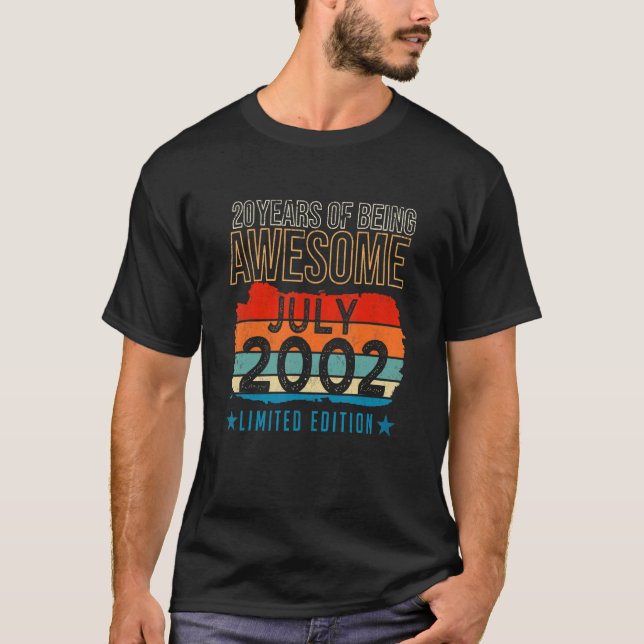 20-årig juli 2002 20:e födelsedagen t shirt (Framsida)