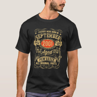 20-årig Vintage september 2001 20:e födelsedagen T Shirt