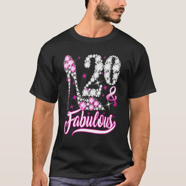 20 års ålder 20 och Fabulous 20:e födelsedag Rosa  T Shirt (Framsida)