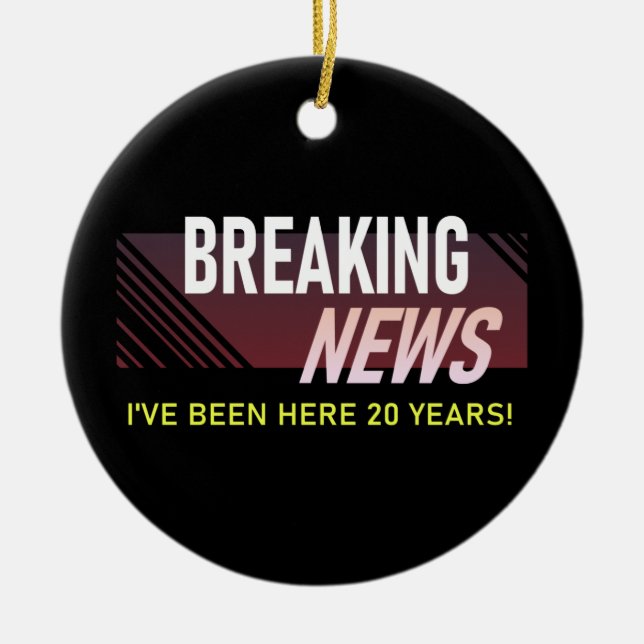 20 års arbetsårsdag Tjugonde arbetstagarbevakning Julgransprydnad Keramik (Framsidan)