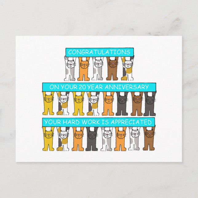 20 års Grattisar för arbetsårsdag Vykort (Framsida)