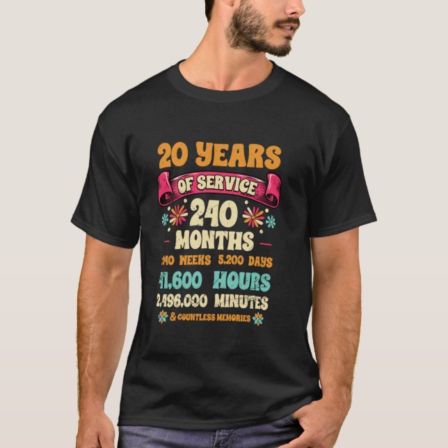 20 Års Tjänst 20-årsjubileum För T Shirt (Framsida)
