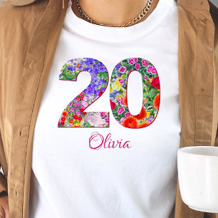 20 års utformning av blommigten för födelsedagsfes t shirt