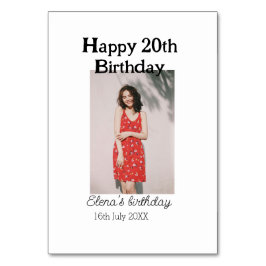 20-årsdag för 20-årsfoto, modernt, enkelt minimum bordsnummer