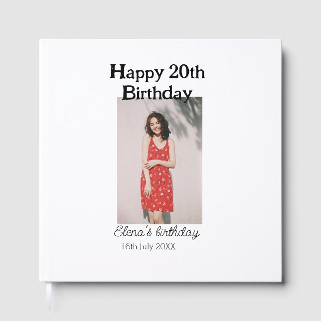 20-årsdag för 20-årsfoto, modernt, enkelt minimum gästböcker (Framsida)