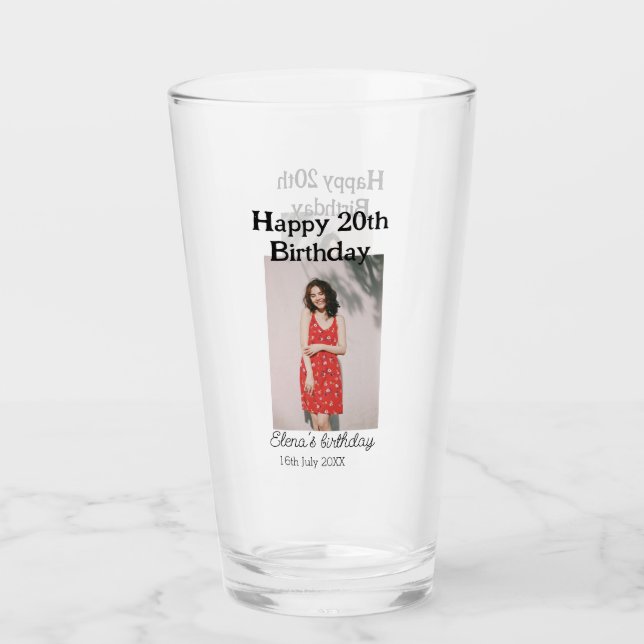20-årsdag för 20-årsfoto, modernt, enkelt minimum glaskopp (Framsida)