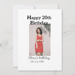 20-årsdag för 20-årsfoto, modernt, enkelt minimum inbjudningar