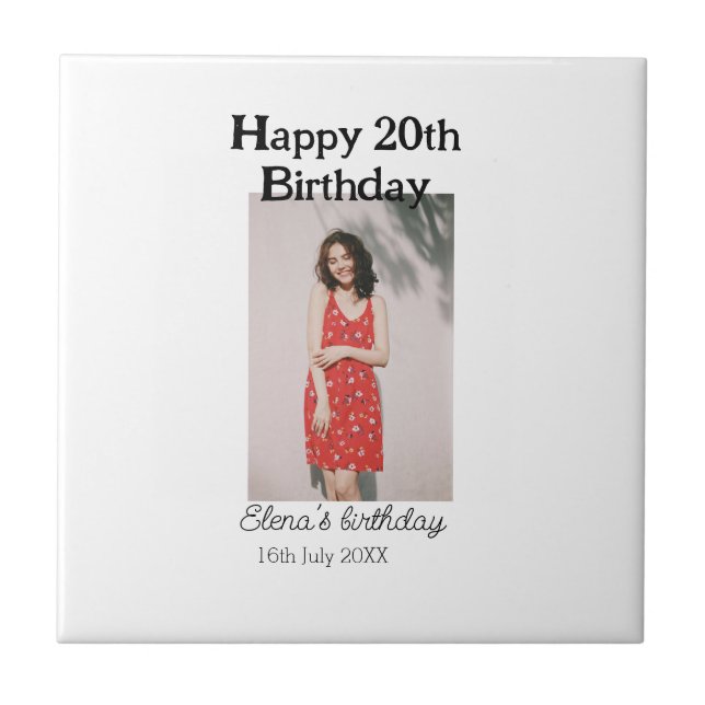 20-årsdag för 20-årsfoto, modernt, enkelt minimum kakelplatta (Framsidan)