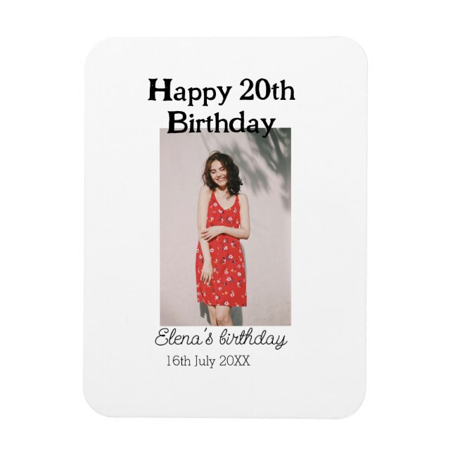 20-årsdag för 20-årsfoto, modernt, enkelt minimum magnet (Vertikal)