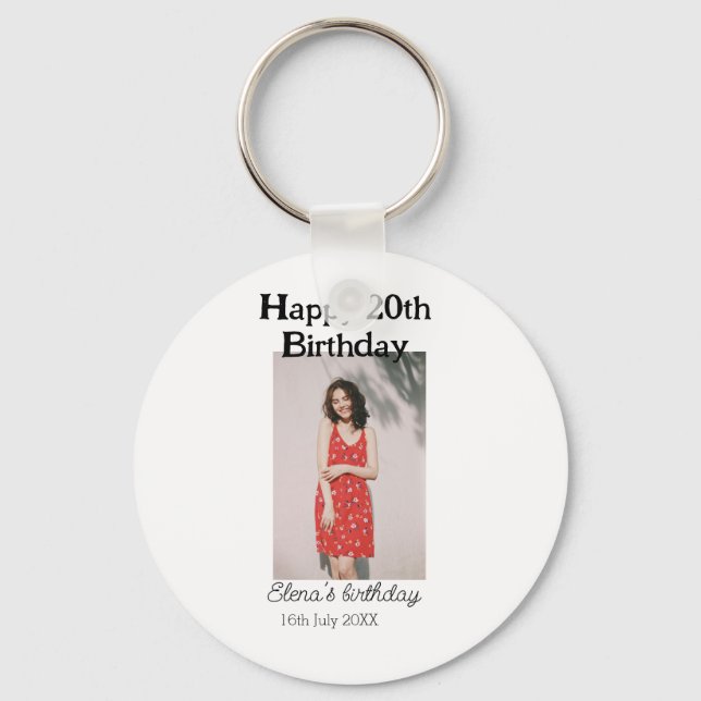 20-årsdag för 20-årsfoto, modernt, enkelt minimum nyckelring (Framsida)