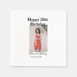 20-årsdag för 20-årsfoto, modernt, enkelt minimum pappersservett