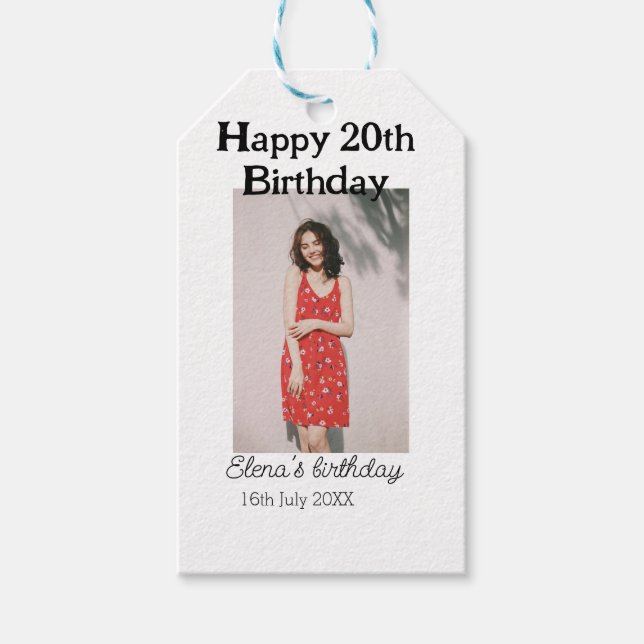 20-årsdag för 20-årsfoto, modernt, enkelt minimum presentetikett (Framsidan)