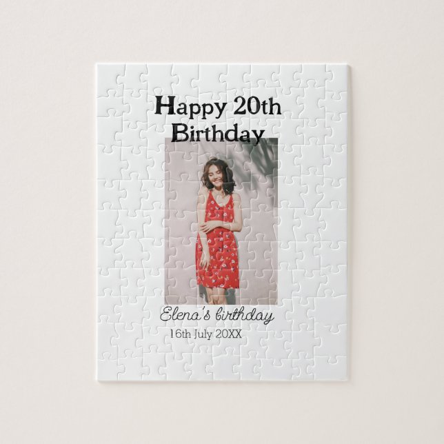 20-årsdag för 20-årsfoto, modernt, enkelt minimum pussel (Vertikal)