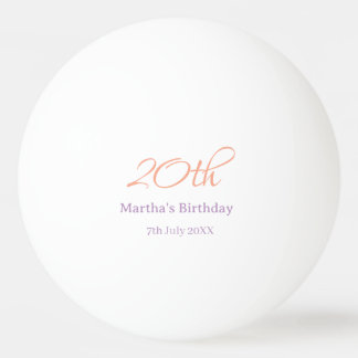 20-årsdag grön lila namn enkel trendig mode pingisboll