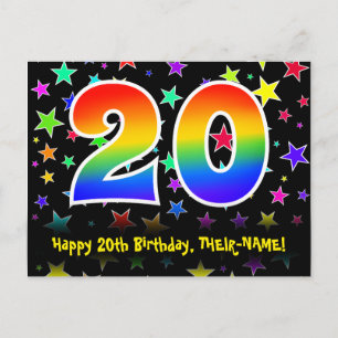 20-årsdag: Roliga stjärnor Mönster, Regnbåge 20, N Vykort