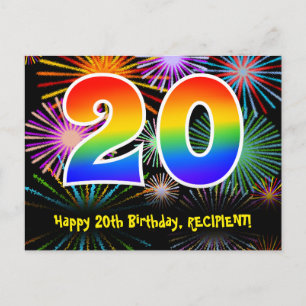 20-årsdag – Roligt fyrverkerimönster + Regnbåge 20 Vykort