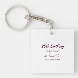 20-årsdag rosa lila namn datum meddelande enkelt