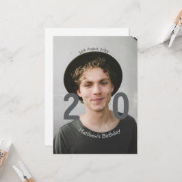 20-årsfirande lägg till namn foto datum man blå vi inbjudningar