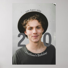 20-årsfirande tillägg namn foto datum man blå vit  poster
