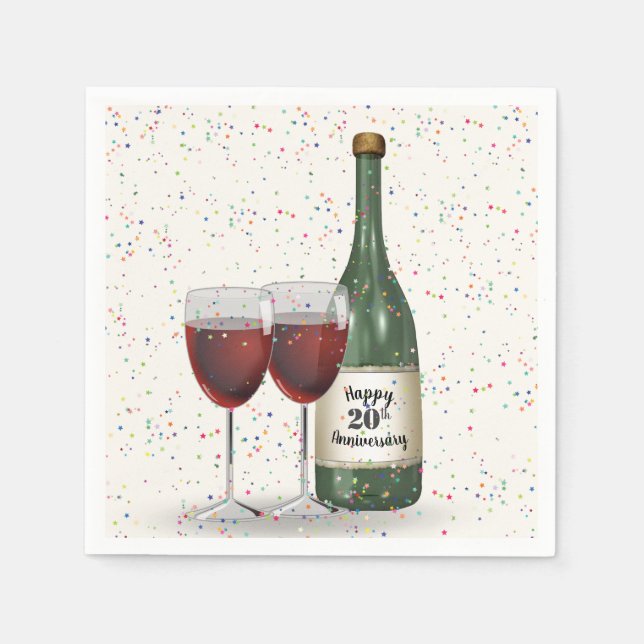 20-årsfirande Vinflicka och Två Glas Pappersservett (Framsidan)