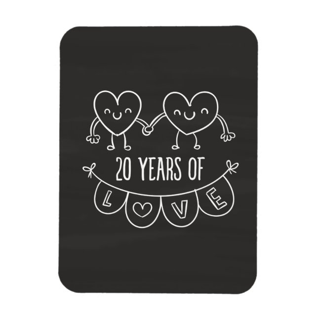 20-årsjubiléet av Hearter från Gift Chalk Magnet (Vertikal)