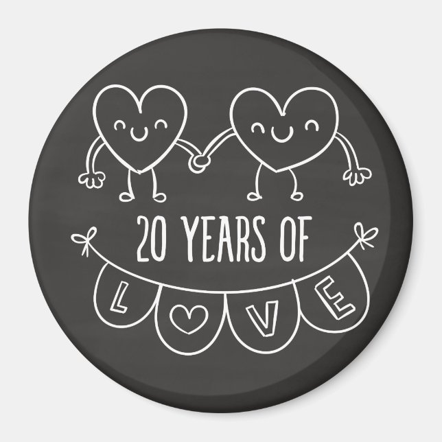 20-årsjubiléet av Hearter från Gift Chalk Magnet (Framsidan)