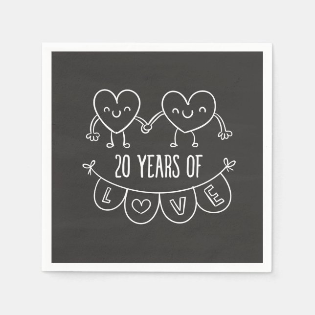 20-årsjubiléet av Hearter från Gift Chalk Pappersservett (Framsidan)