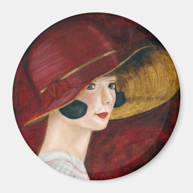 20-årsjubileum, Flapper Girl in Red Hat Magnet (Framsidan)